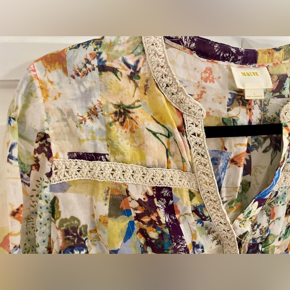 Maeve Multicolor Patchwork Blouse - image 3